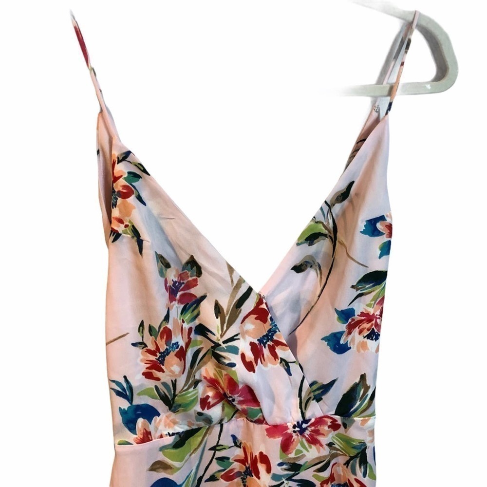 Lush floral draped front side split maxi dress size small - Picture 10 of 11
